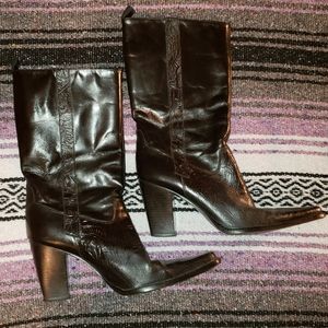 Antonio Melani Black Leather Healed Boots